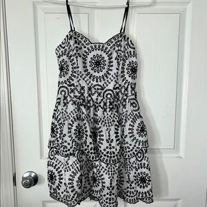 Black and White Patterned Elegant Women's Dress